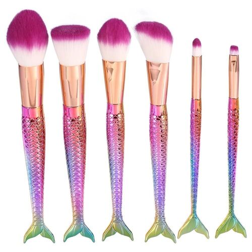 6pcs Pinceaux De Maquillage Ensemble Fond De Teint Poudre Contour Correcteur Fard À Joues Outil Cosmétique (Multicolore) 