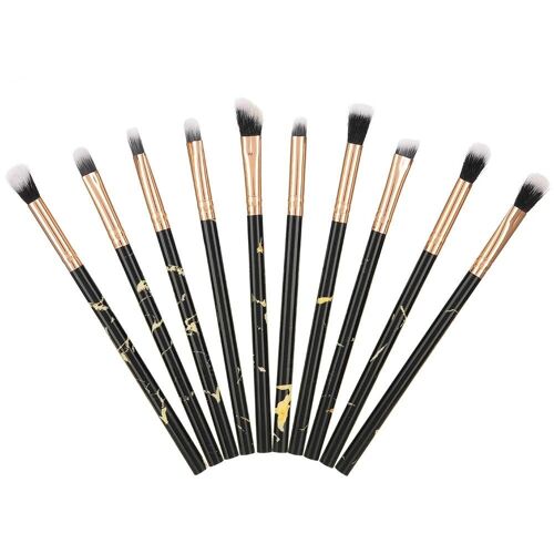 10pcs Pinceau De Maquillage Cosmétique En Marbre Pinceaux D'ombre À Paupières Kit Outil De Maquillage (Noir) 
