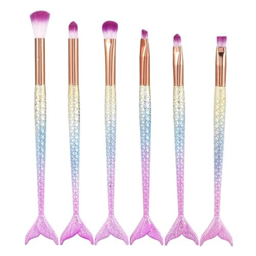 6pcs / Set Maquillage À La Mode Pinceau Kit Fondation Poudre Fard À Paupières Fard À Joues Lip Blusher Outils Cosmétiques 