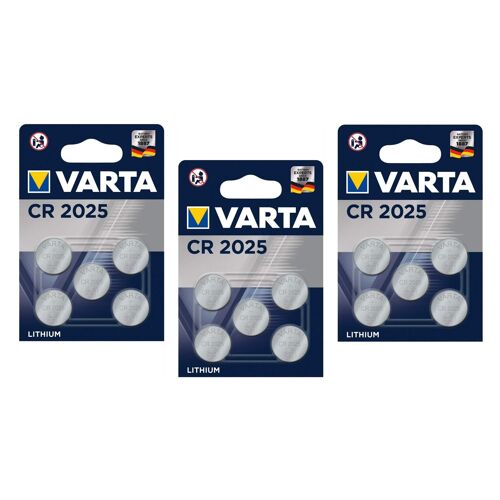 Varta Lot de 3 Blisters Pack de 5 Piles Boutons Lithium CR2025 3V
