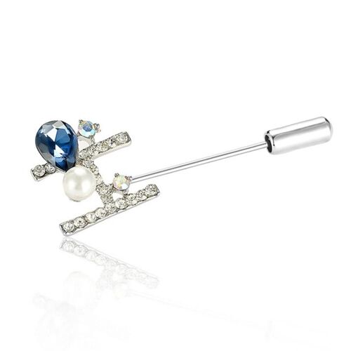 Broche En Alliage À La Mode Broche Goutte D'eau Forme Zircon Fausse Perle Décoration Accessoire Clip