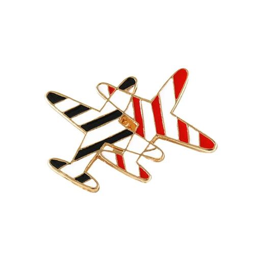 Broche En Forme D'avion À La Mode Avec Décoration De Rayures Alliage Vêtements Accessoire (Double Bande)