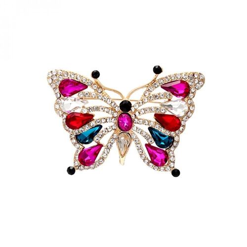 Femmes Femelle Papillon Forme Strass Broche Elégant Alliage Pin Bijoux Multicolore