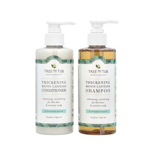 Tree To Tub Kit Épaississant De Shampooing Et D'après-Shampooing À La Biotine Et À La Caféine, Kit De 2 Produits, 250 Ml Chacun 