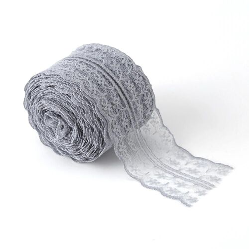 10m / Rouleau 4,5 Cm De Largeur Ruban De Dentelle Bricolage Dentelle Décorative Pour Mariage Anniversaire Noël (Gris)