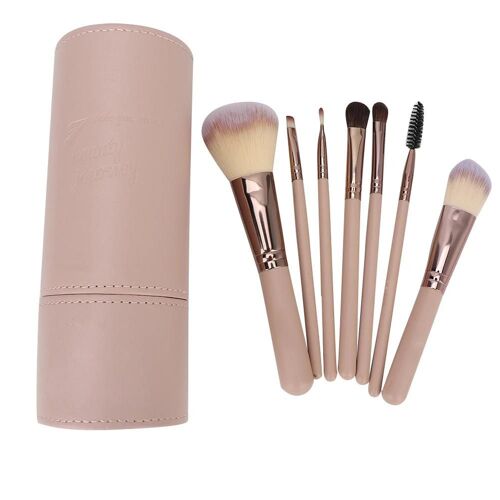 7pcs Rose Maquillage Pinceaux Poudre Fondation Sourcil Fard À Paupières Pinceau À Lèvres Outil De Beauté 