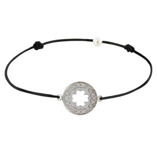 Les Poulettes Bijoux - Bracelet Lien Argent Médaille Porte Chance Et Strass - Classics