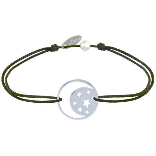 Les Poulettes Bijoux - Bracelet Lien Médaille Argent Lune Et Etoiles