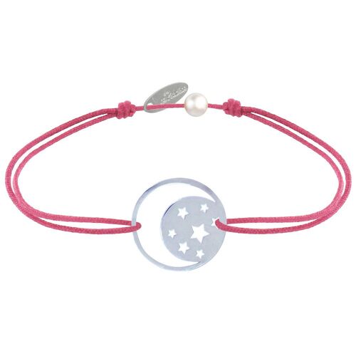 Les Poulettes Bijoux - Bracelet Lien Médaille Argent Lune Et Etoiles