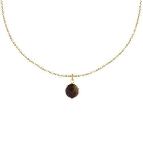 Les Poulettes Bijoux - Collier Plaqué Or Pendentif Perle Oeil De Tigre