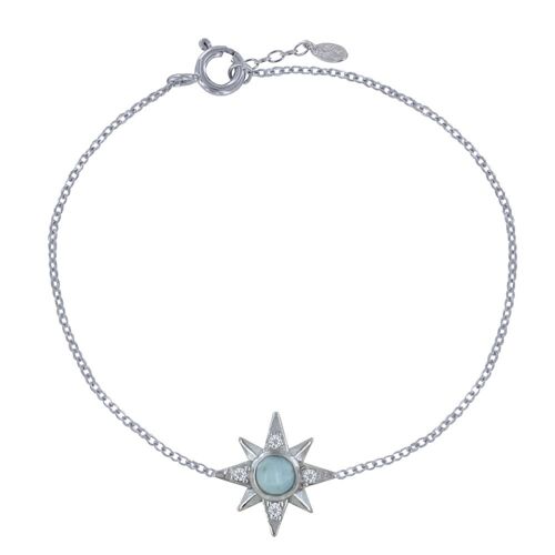 Les Poulettes Bijoux - Bracelet Argent Etoile Polaire Et Demi Perle De Larimar