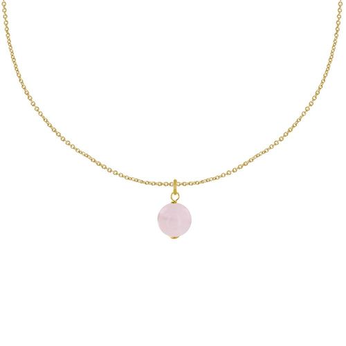 Les Poulettes Bijoux - Collier Plaqué Or Pendentif Perle De Quartz Rose