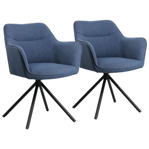 Lot de 2 chaises en tissu bleu DANNA