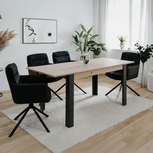 Table Extensible 4 À 6 Personnes Chêne Et Noir 150x80x75 Tolosa