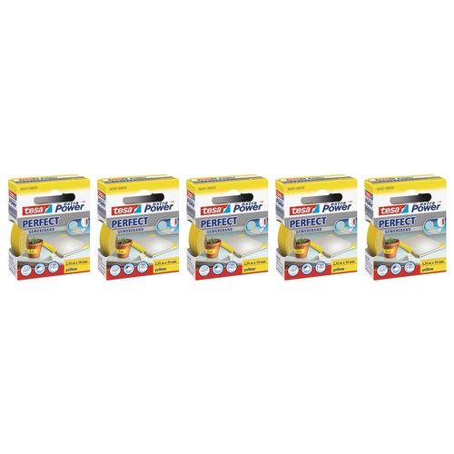 tesa Lot de 5 Rubans toilé adhésif Extra power 19 mm x 2,75 m Jaune