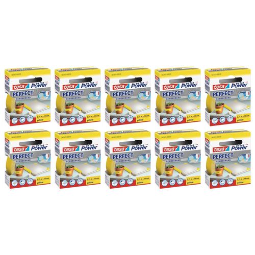 tesa Lot de 10 Rubans toilé adhésif Extra power 19 mm x 2,75 m Jaune