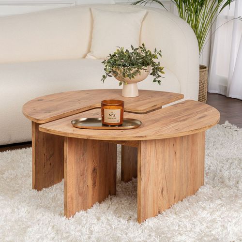 Azus - Table Basse Ronde Duo Pin Atlantique 90cm
