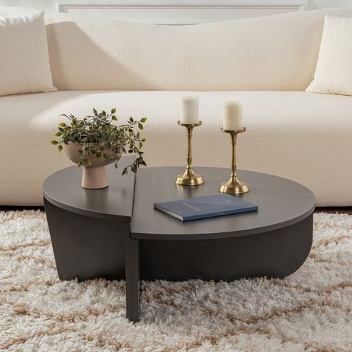 Table Basse Ronde Podium Anthracite 90cm Vari