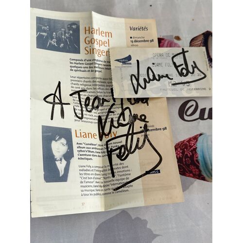 Autographe De Liane Foly Sur La Place De Concert Du 13/12/1998 Liane À Massy