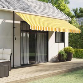 Vidaxl Tissu De Remplacement De Cantonnière D¿Auvent Jaune Blanc 4 M