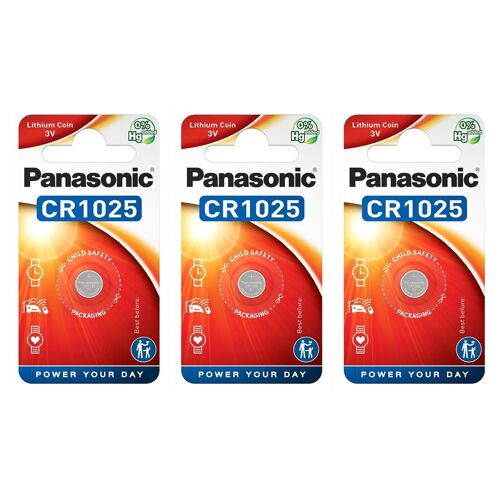 PANASONIC Lot de 3 Blisters de 1 Pile Bouton CR1025 Lithium 3V