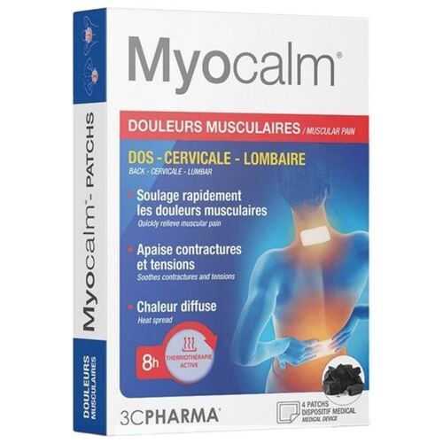 Patch Chauffant - 3c Pharma - Myocalm - Douleurs Musculaires - Dos/Cervicales/Lombaires 