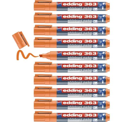 Edding Lot De 10 Marqueurs Pour Tableaux Blancs 363 Orange 1-5 Mm
