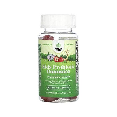 Nature's Craft, Gommes Probiotiques Pour Enfants, Fraise, 8,33 Mg (2,5 Milliards D'ufc), 30 Gommes