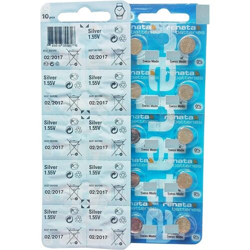 RENATA Lot de 10 Blisters de 1 Pile bouton oxyde argent X389 SR1130W