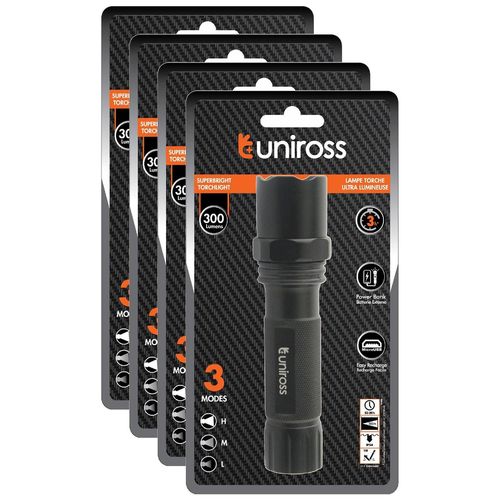 UNIROSS Lot de 4 Lampes de Poche 3W SUPERBRIGHT
