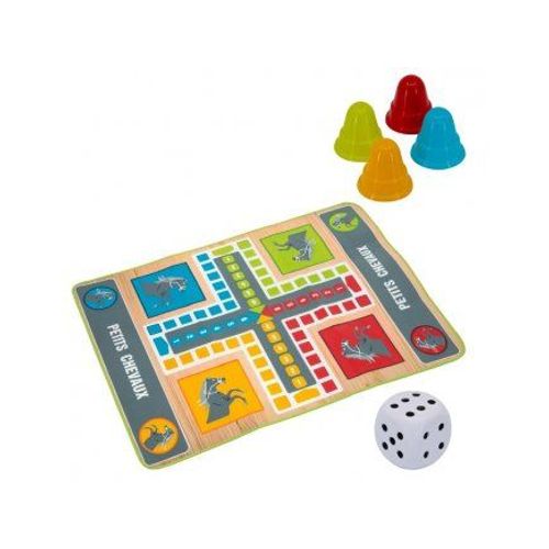 Jeu De Petits Chevaux Geant 130x93cm - Tapis Plateau, 16 Pions, De En Mousse - Ludo Xxl - Set Jeu Societe Exterieur + Carte