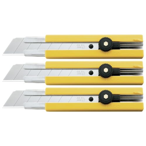 Olfa Lot De 3 Cutters H-1 Lame 25mm Blocage Par Molette