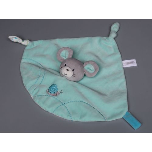 Doudou souris plat vert gris escargot Gipsy