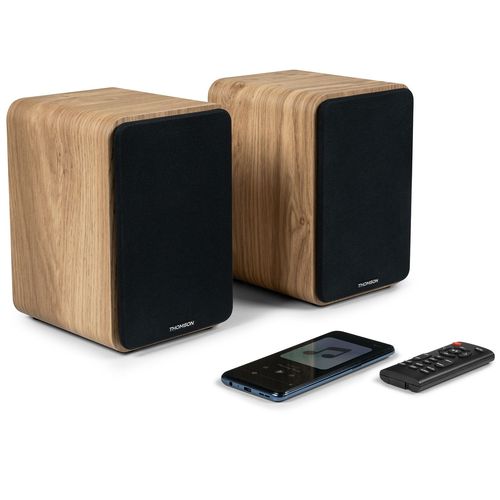 Enceintes de bibliothèque, Caisson Bois COSY - 100W - Thomson WS602DUO - Bluetooth 5.0, Entrée optique câble inclus