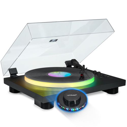 Tourne Disque 33/45/78 tours Bluetooth avec Plateau Lumineux LED - Big Ben PARTYBTTDLIGHT, 6W RMS, Lumière OVNI LED