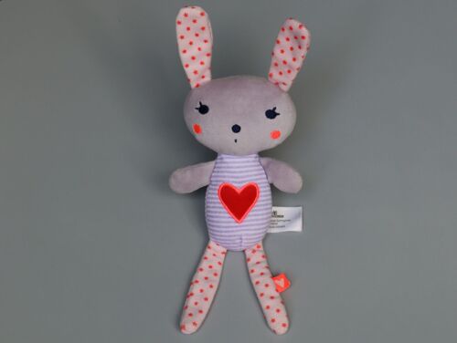 Doudou Lapin Gris Rouge Mauve Tape À L'oeil