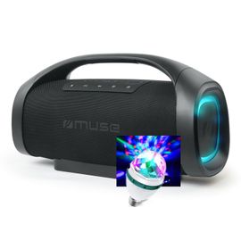 Enceinte Autonome MUSE M-980 BT USB Bluetooth 300W Lumière d'ambiance LED - IPX6 Resistance aux projections, Ampoule LED