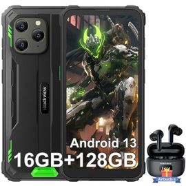 Smartphone Incassable Blackview BV5300 Plus 6,1" 16Go+128Go Android 13 Vert avec Écouteurs Bluetooth Blackview Airbuds8(Noir)