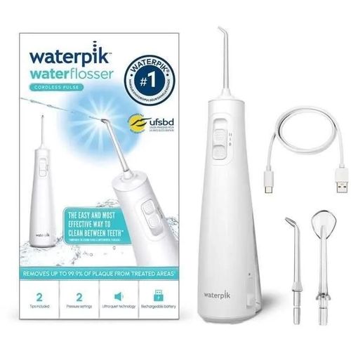 Waterpik Wf-20 Pulse. Hydropulseur Sans Fil. Recommand¿ Par L'ufsbd. Jet Dentaire Rechargeable. Elimine La Plaque. Blanc