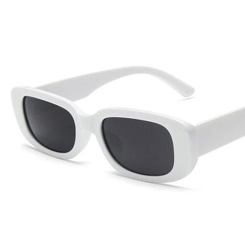 Lunettes De Soleil Rétro À La Mode Petit Cadre Pc Lunettes De Soleil Bordure Avec Diamants Blanc Gris