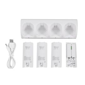 Station D'accueil De Charge + 4 Batteries 2800mah Pour Télécommande Nintendo Wii Blanc