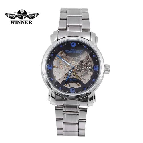 Winner Montre Mécanique Automatique Bracelet En Acier Inoxydable Évidé Montre-Bracelet Bracelet En Argent