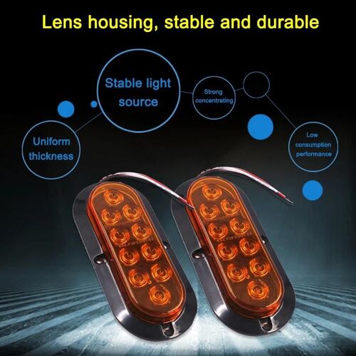 1 Paire De Feu Arrière Ovale 10 Led Feu D'avertissement Feu Arrière Pour Remorque De Camion Feu Jaune