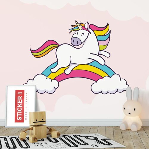 Sticker Licorne Arc-en-Ciel XL (Largeur 98cm, Hauteur 68cm)