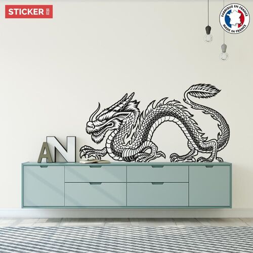Sticker Dragon Noir M (Largeur 90cm, Hauteur 51cm)