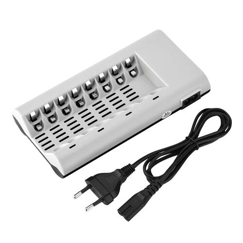 Chargeur De Batterie À 8 Emplacements >80 % D'efficacité De Charge Chargeur De Batterie Pour Batterie Aa / Aaa Ni-Mh / Ni-Cd