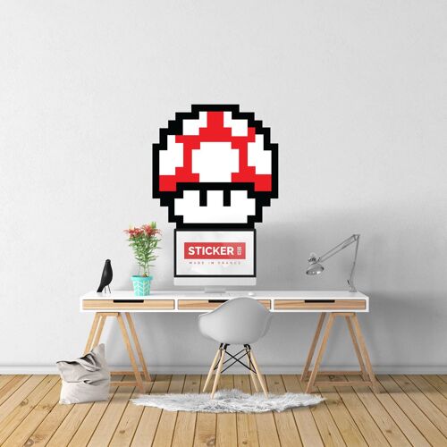 Sticker Pixel Art Champignon Rouge M (Hauteur 58cm, Largeur 58cm)