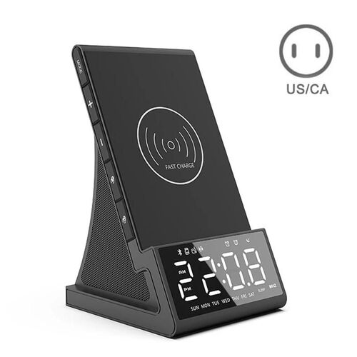 Base De Charge Sans Fil Blutooth 5.0 Chargeur Sans Fil Réveil Bluetooth Haut-Parleur Radio Fm Pour Iphone Android Us