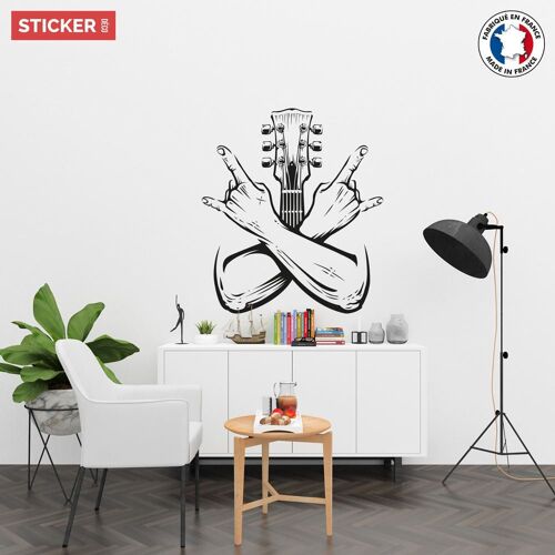 Sticker Guitare Signe Des Cornes XXL (Hauteur 144cm, Largeur 128cm)