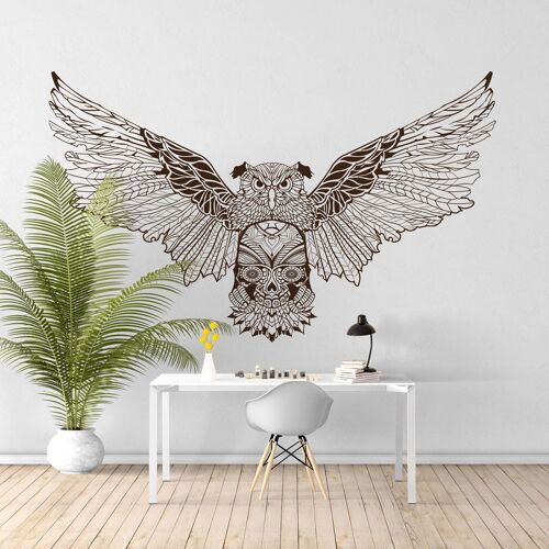 Sticker Hibou Mandala S (Largeur 38cm, Hauteur 23cm)